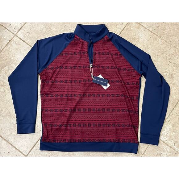 Holderness & Bourne NWT “The Robinson” 1/4 Zip Golf Jacket Large L Red Blue NEW